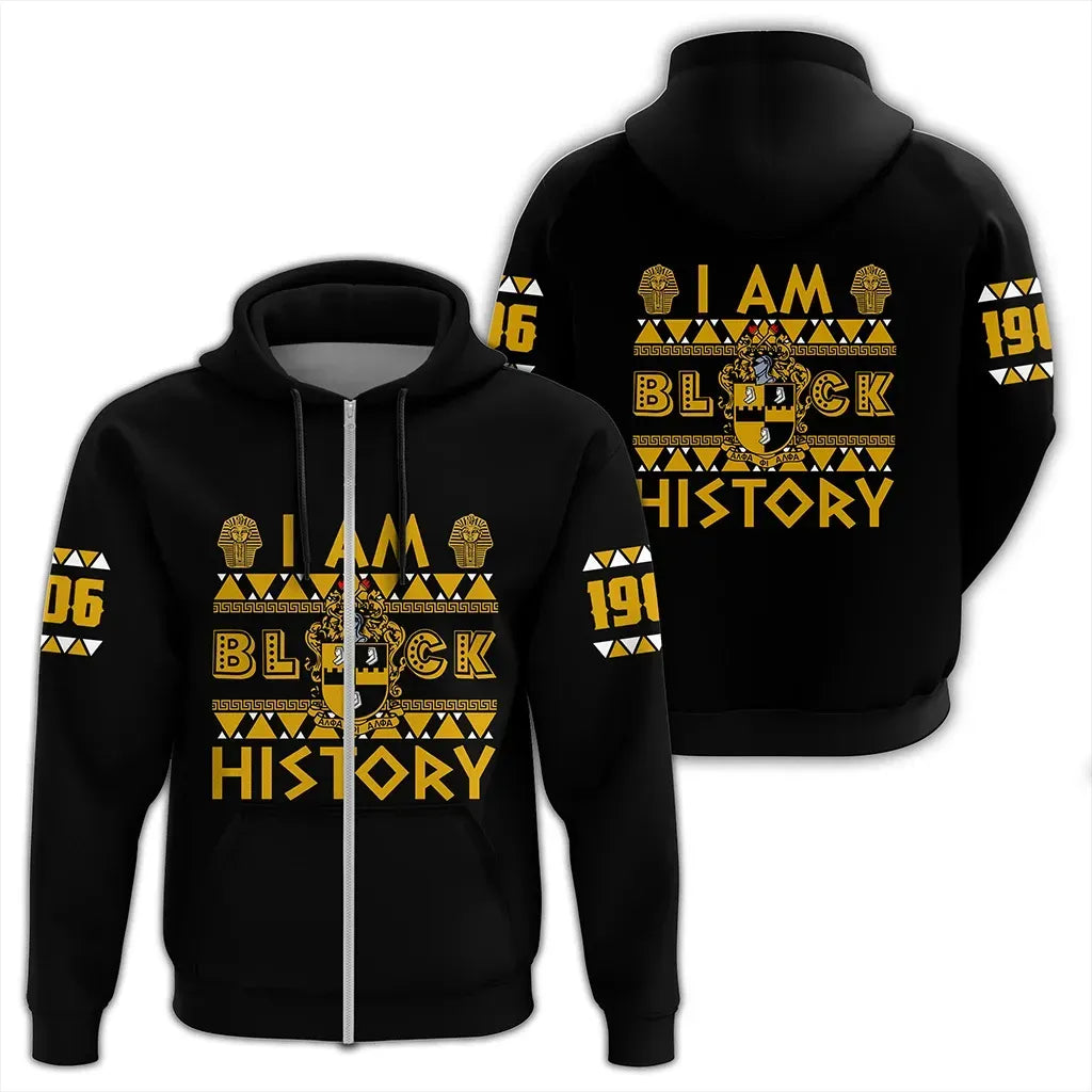 I Am Black History Alpha Phi Alpha Zip Hoodie | Africazone.store