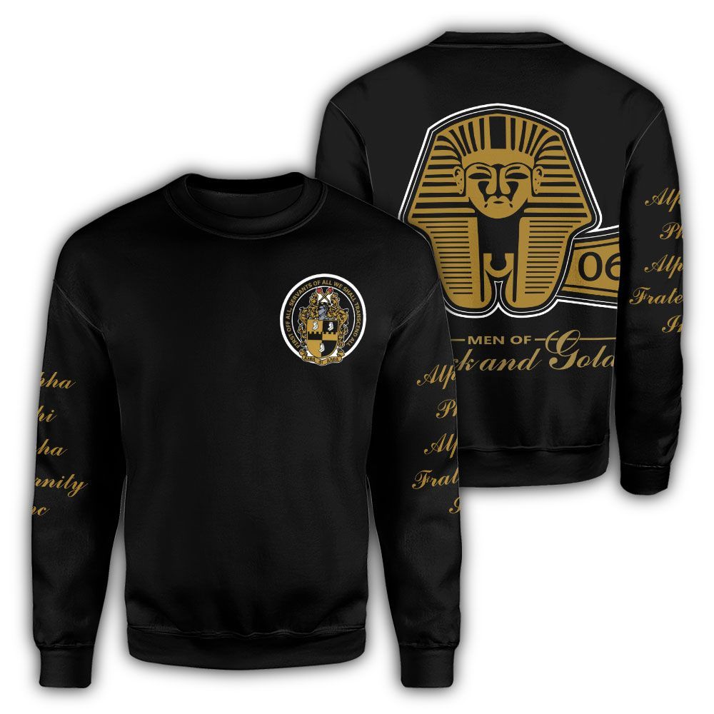 Black And Gold Alpha Phi Alpha Giza Crewneck Sweatshirt