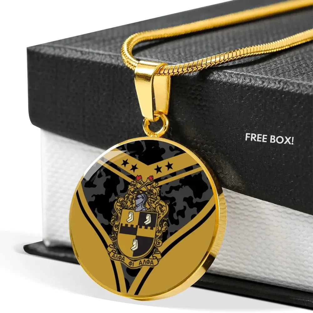 Alpha Phi Alpha Camouflage Luxury Necklace Circle