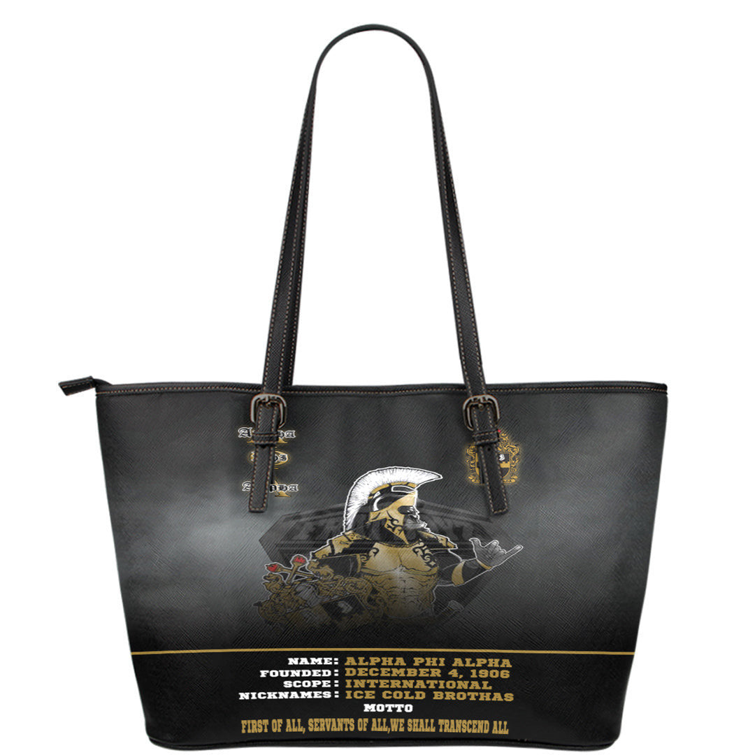 Gettee Leather Tote - Alpha Phi Alpha Motto Leather Tote | Gettee