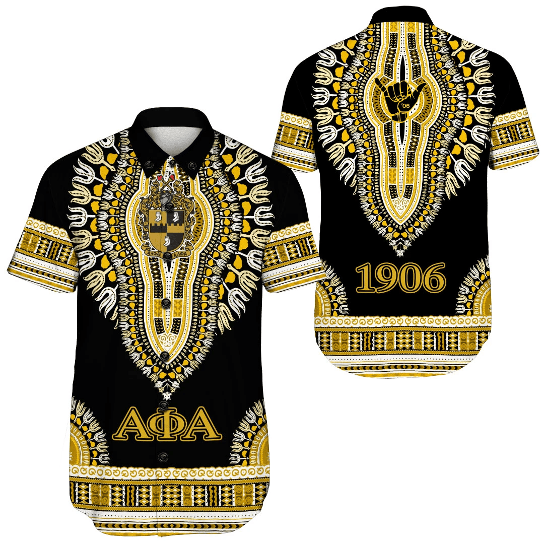 GetteeStore Shirt - Alpha Phi Alpha Dashiki Short Sleeve Shirt A31