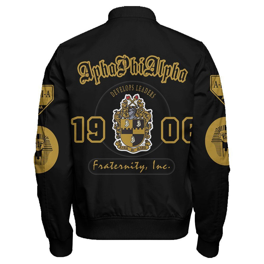 Shield Of Alpha Phi Alpha 1906 Sleeve Zip Bomber Jacket