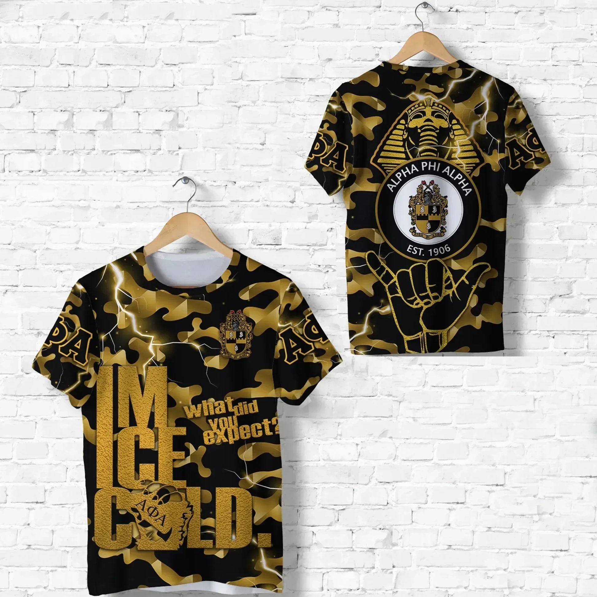 GetteeStore T-shirt - Alpha Phi Alpha Fraternity Camouflage Vibes - Ice Cold T-shirt J5