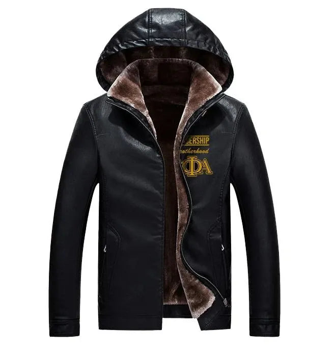Alpha Phi Alpha Hooded Leather Jacket