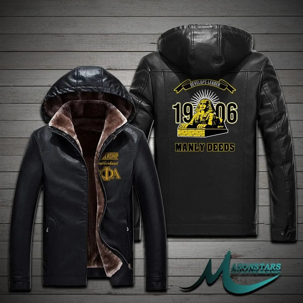 Giza Alpha Phi Alpha Hooded Leather Jacket