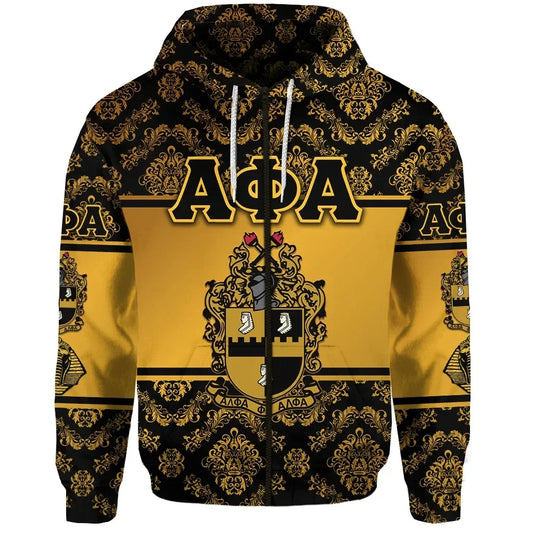 GetteeStore Hoodie - Alpha Phi Alpha Fraternity Vintage Vibes Zip Hoodie J5