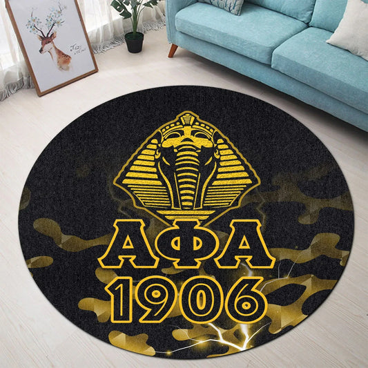 Alpha Phi Alpha Fraternity Camouflage Black Vibes - Sphinx Round Carpet