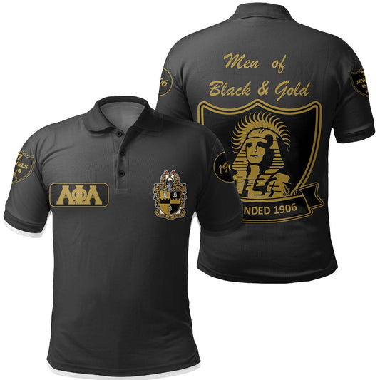 Black And Gold Alpha Phi Alpha Polo Shirt