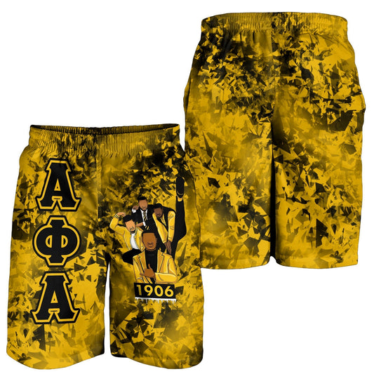 GetteeStore Shorts - ALPHA PHI ALPHAS 1906 DIAMOND PATTERN SHORTS J5