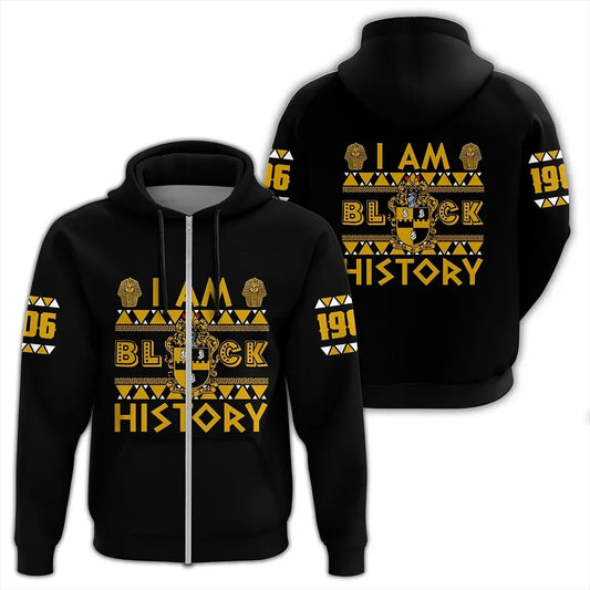 I Am Black History Alpha Phi Alpha Zip Hoodie | Africazone.store