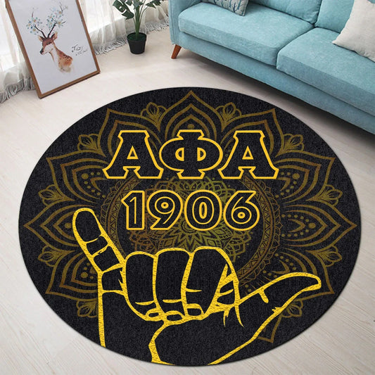 Alpha Phi Alpha Fraternity Mandala Vibes - Hand Sign Round Carpet