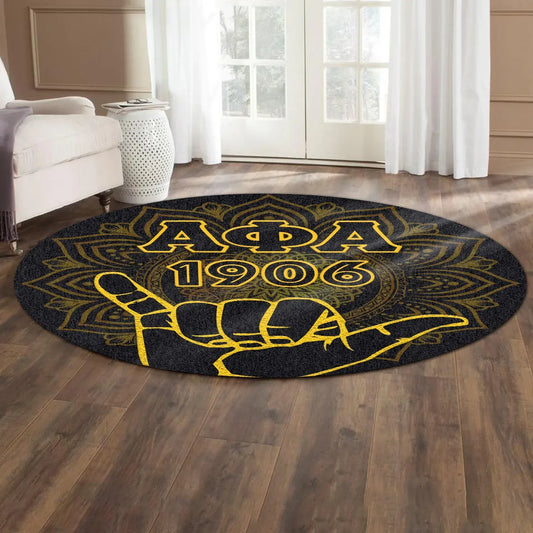 GetteeStore Carpet - Alpha Phi Alpha Fraternity Mandala Vibes - Hand Sign Round Carpet J5