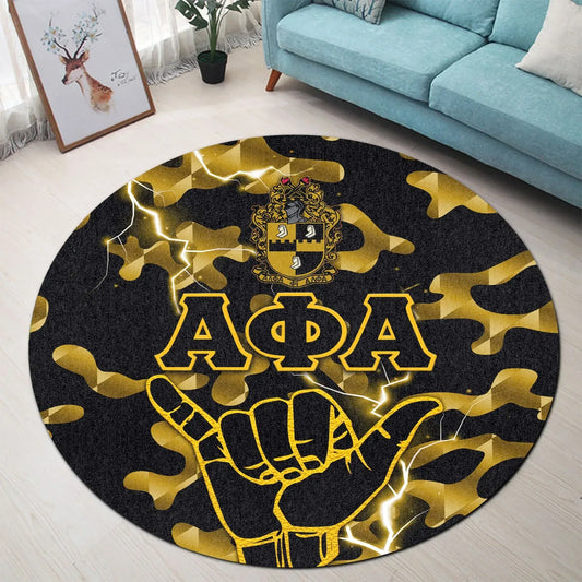 Alpha Phi Alpha Fraternity Camouflage Vibes - Hand Sign Round Carpet