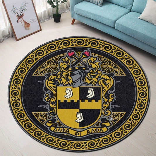 GetteeStore Carpet - ROYAL ALPHA PHI ALPHA CREST ROUND CARPET J5