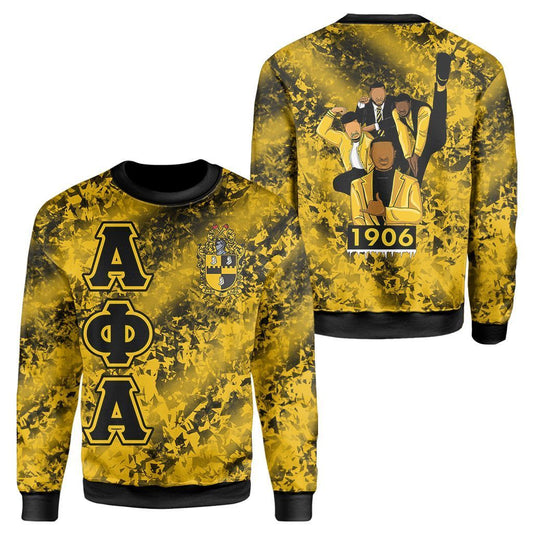 GetteeStore Sweatshirt - ALPHA PHI ALPHAS 1906 DIAMOND PATTERN SWEATSHIRT J5