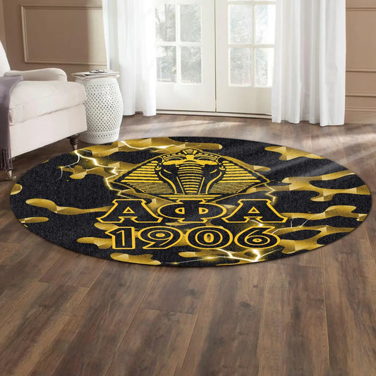 GetteeStore Carpet - Alpha Phi Alpha Fraternity Camouflage Vibes - Sphinx Round Carpet J5