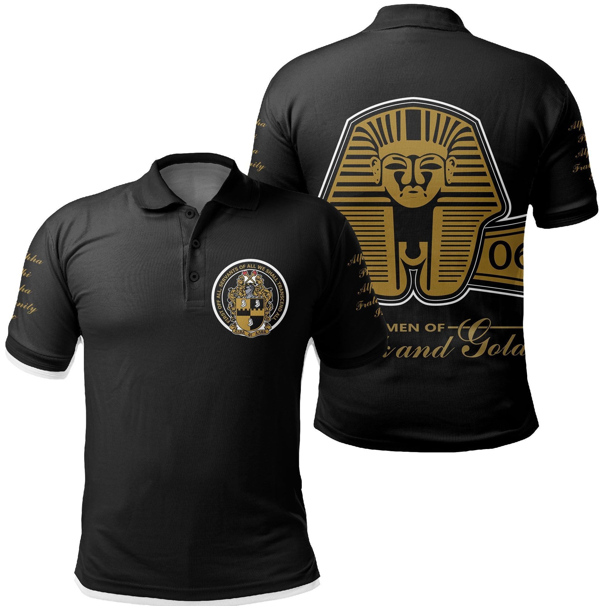 Black And Gold Alpha Phi Alpha Giza Polo Shirt