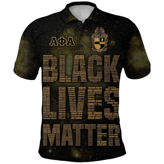 GetteeStore Polo Shirt - ALPHA PHI ALPHA FRATERNITY BLACK LIVES MATTER NO.1 POLO SHIRT J5