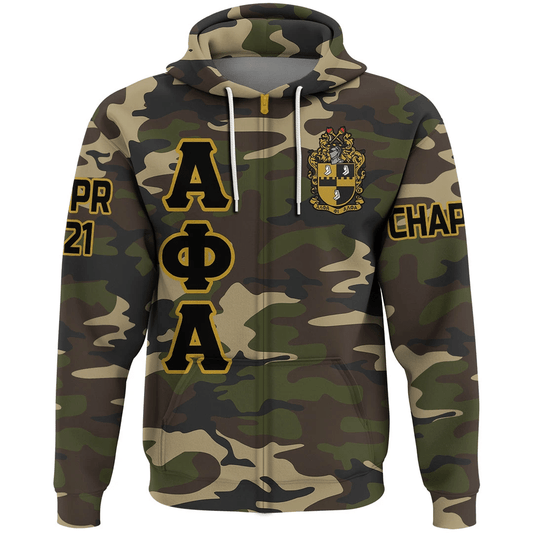 Alpha Phi Alpha Camouflage Zip Hoodie | Africazone.store