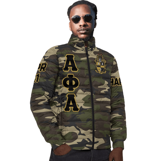 Alpha Phi Alpha Camouflage Padded Jacket| Africazone.store