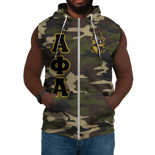 Alpha Phi Alpha Camouflage Sleeveless Hoodie | Africazone.store
