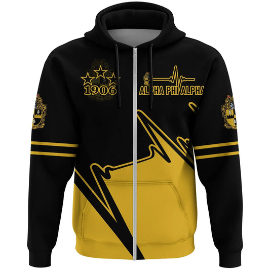 Personalised Heartbeat Alpha Phi Alpha Zip Hoodie | Getteestore