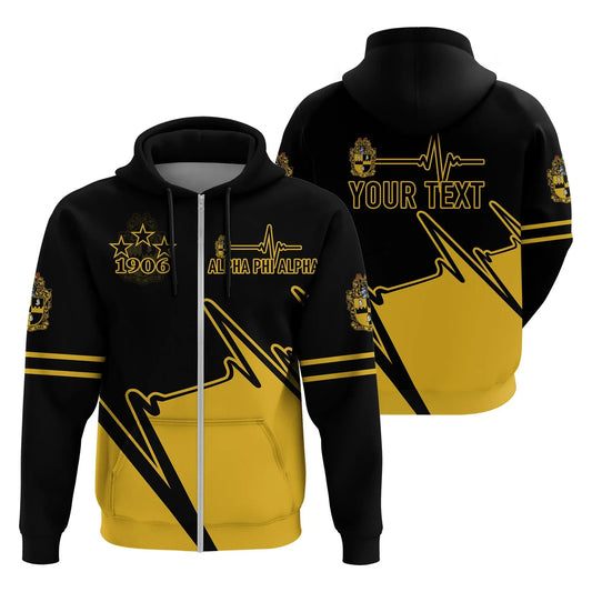 Personalised Heartbeat Alpha Phi Alpha Zip Hoodie | Getteestore.com