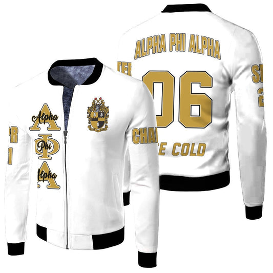 (Custom) Getteestore Jacket - Alpha Phi Alpha (White) Fleece Winter Jacket A31
