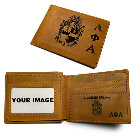 GetteeStore Wallet - Alpha Phi Alpha Double Sided Engraved Leather Wallet A35