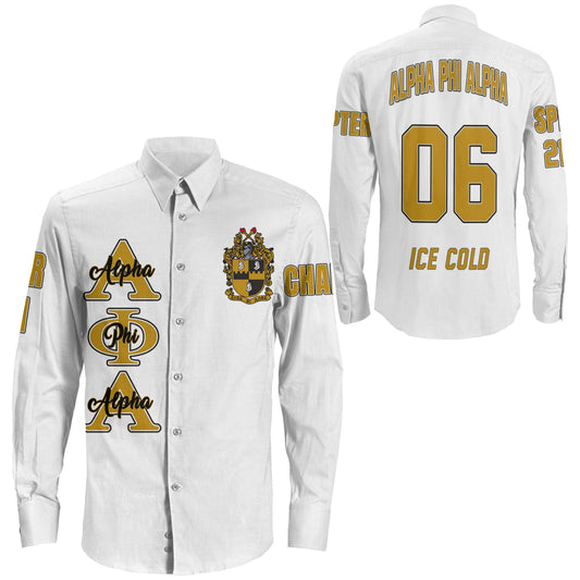 Alpha Phi Alpha ( White ) Long Sleeve Button Shirt | Gettee.com