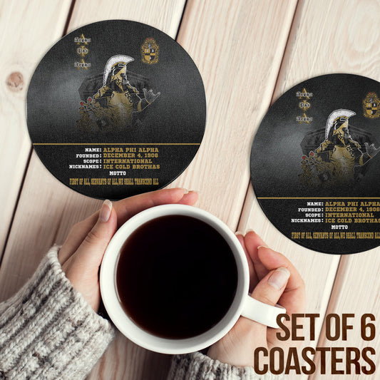 Gettee Coasters (Sets of 6) - Alpha Phi Alpha Motto Coasters | Gettee
