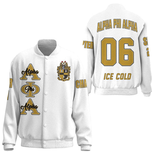 Alpha Phi Alpha ( White ) Thicken Stand-Collar Jacket | Gettee.com
