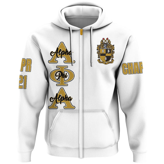Alpha Phi Alpha ( White ) Zip Hoodie | Gettee.com