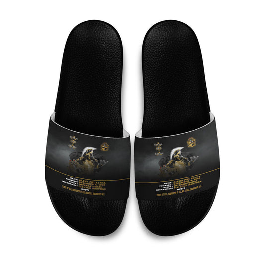 Gettee Slide Sandals - Alpha Phi Alpha Motto Slide Sandals | Gettee
