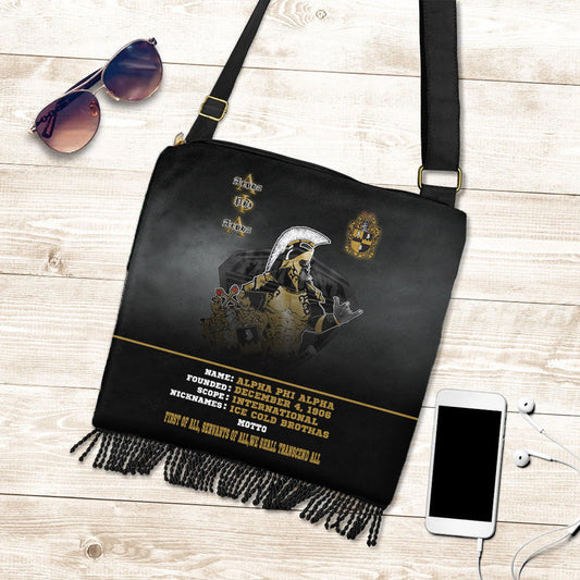 Gettee Crossbody Boho Handbag - Alpha Phi Alpha Motto Crossbody Boho Handbag | Gettee
