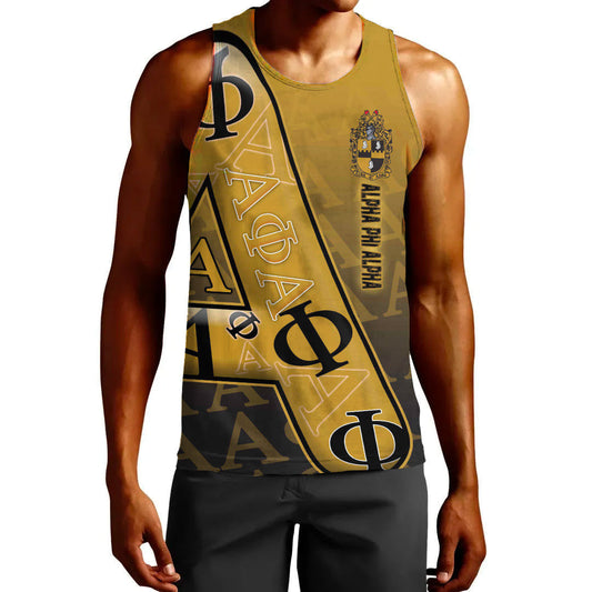 Gettee Clothing - Alpha Phi Alpha Letters Pattern Tank Top A35 | Gettee