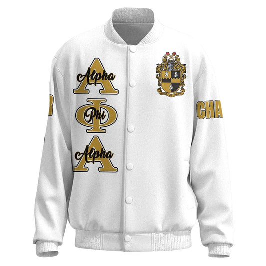 Alpha Phi Alpha ( White ) Thicken Stand-Collar Jacket | Gettee.com