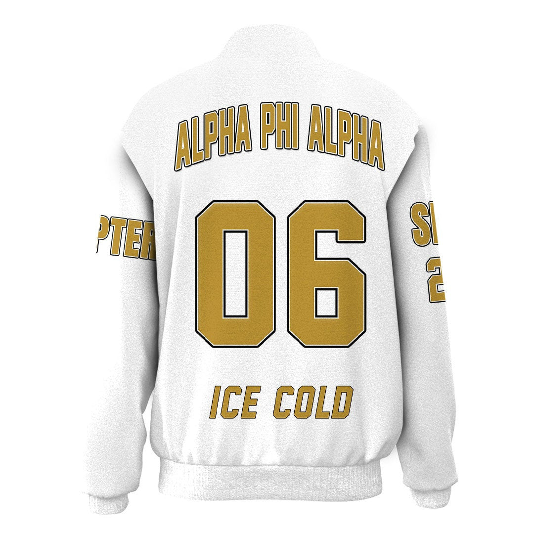 Alpha Phi Alpha ( White ) Thicken Stand-Collar Jacket | Gettee.com