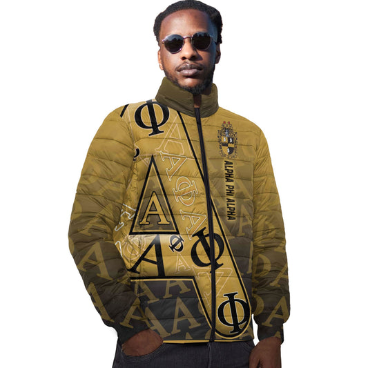 Gettee Clothing - Alpha Phi Alpha Letters Pattern Padded Jacket A35 | Gettee