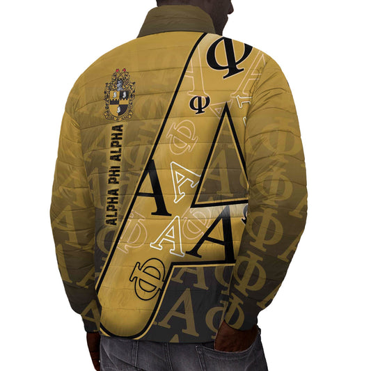 Gettee Clothing - Alpha Phi Alpha Letters Pattern Padded Jacket A35 | Gettee