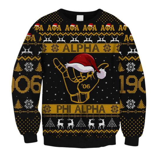 Getteestore Sweatshirt - Alpha Phi Alpha Handsign Christmas Sweatshirts A31