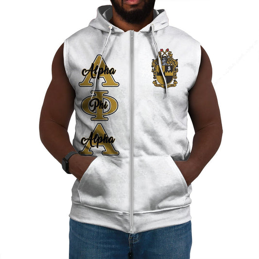 Alpha Phi Alpha ( White ) Sleeveless Hoodie | Getteestore.com