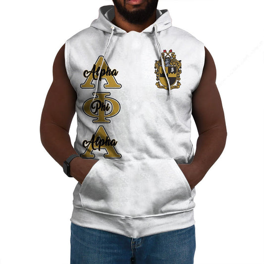 Alpha Phi Alpha ( White ) Sleeveless Hoodie | Getteestore.com