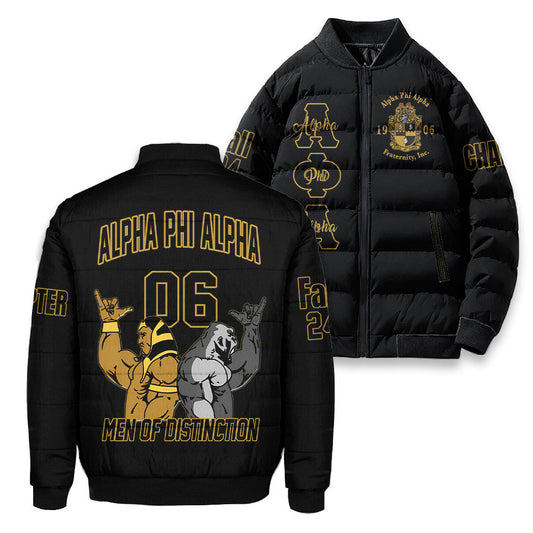 (Custom) Getteestore Jacket - Alpha Phi Alpha Fraternity Handsign Bomber Puffer Jacket A31