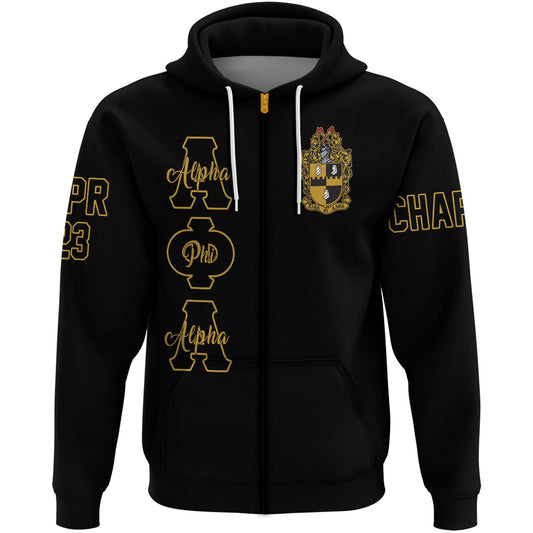 Getteestore Zip Hoodie - Alpha Phi Alpha Hand Sign Fraternity