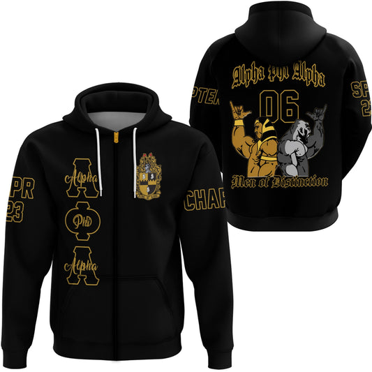 Getteestore Zip Hoodie - Alpha Phi Alpha Hand Sign Fraternity
