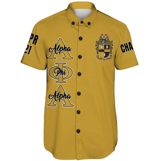 (Custom) GetteeStore Shirt - Alpha Phi Alpha (Gold) Short Sleeve Shirt A31