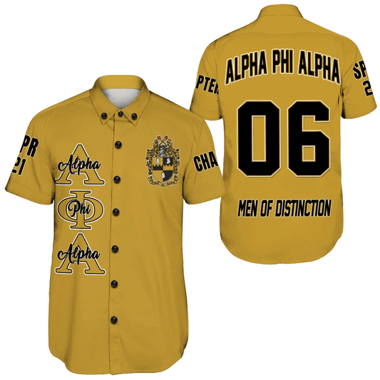 (Custom) GetteeStore Shirt - Alpha Phi Alpha (Gold) Short Sleeve Shirt A31