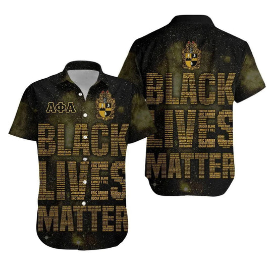 GetteeStore Shirt - ALPHA PHI ALPHA FRATERNITY BLACK LIVES MATTER NO.1 SHORT SLEEVE SHIRT J5