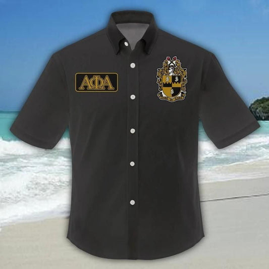 Black And Gold Alpha Phi Alpha Giza Short Sleeve Shirt J5
